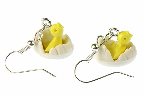 Miniblings Küken im Ei Ohrringe Huhn Hühner Vogel Ostern Entenküken Frühling Eierschale - Handmade Modeschmuck I Ohrhänger Ohrschmuck versilbert