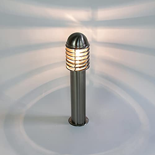 Licht-Erlebnisse Edelstahl Wegeleuchte BRISTOL Ø15cm H:65cm wetterfest robuste Lampe außen Weg Garten Hof Einfahrt