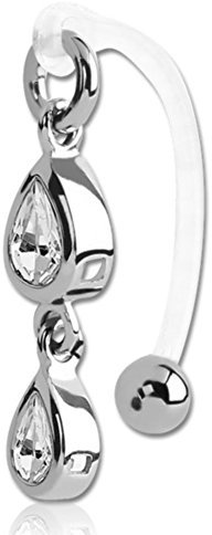 eeddoo Bauchnabel-Piercing Banane mit Anhänger Transparent Bioflex