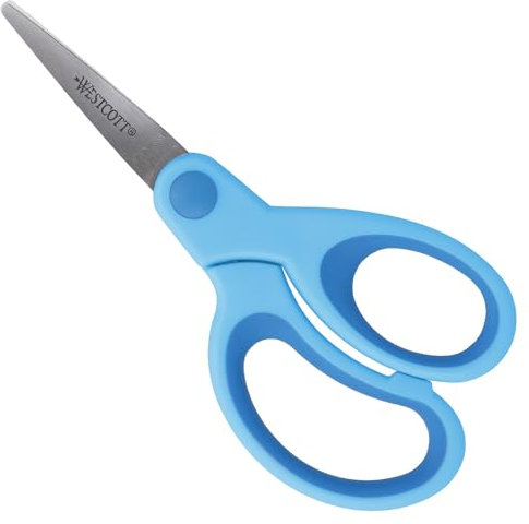 Westcott Softgrip Children's Scissors Blue Right-Handed | Ergonomic Handle for schoolchildren | 13 cm (5) Ideal for Children's Hands | E-21583 00
