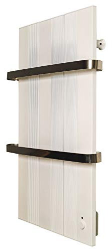 Finesa Badheizkörper elektrisch mit Thermostat – Design Badheizkörper Paneel flach – 800x548 mm | 600 W – elektrischer Handtuchheizkörper Bad – energiesparend – 5 Jahre Garantie - Weiß