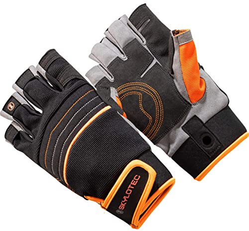 Skylotec SKYGRIP HalfFinger Kletterhandschuhe schwarz/orange