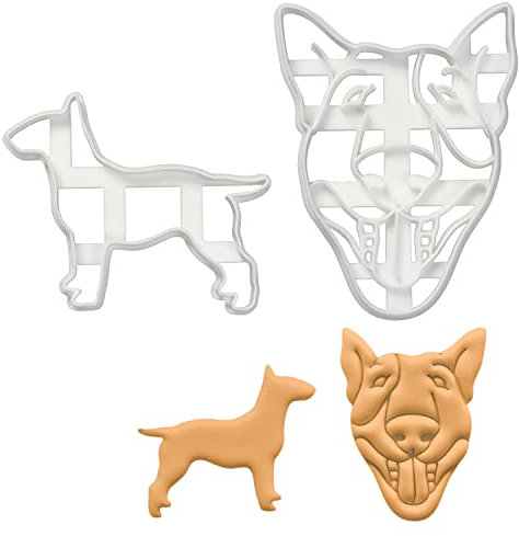 2er Set Bullterrier Ausstechformen (Formen: Bullterrier Silhouette und Bullterrier Gesicht), 2 Teile, Bakerlogy