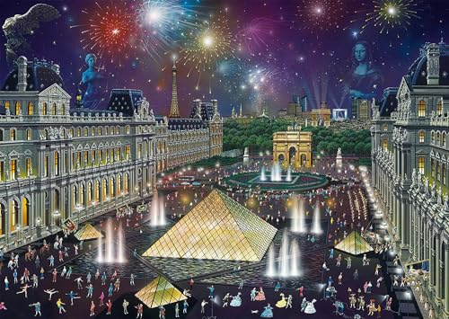 Schmidt Spiele Alexander Chen 59648 Fireworks at Louvre 1000 Piece Jigsaw Puzzle, Multi-Colour