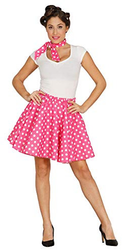 NET TOYS Stylischer Vintage Rock mit Polka Dots Haarband - Rosa-Weiß L (42/44) - Schickes Damen-Outfit 50er Jahre Rockabilly Kostüm Set - Wie geschaffen für Fasching & Mottoparty