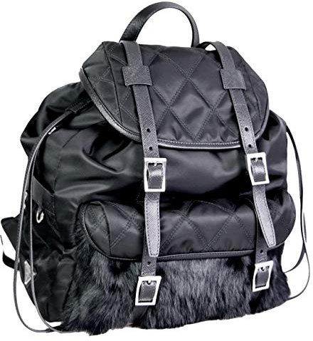 Prada Damen Schwarz Stoff Rucksack 1BZ016