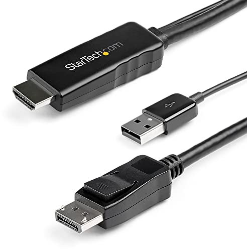 StarTech.com 2m (6ft) HDMI to DisplayPort Cable 4K 30Hz - Active HDMI 1.4 to DP 1.2 Adapter Converter Cable with Audio - USB Powered - Mac & Windows - HDMI Laptop to DP Monitor - Male/Male (HD2DPMM2M)