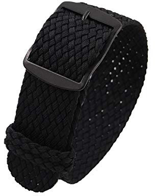 THTHT Unisex Perlon Nylon Armband Mit Edelstahl Schwarz Schnalle Armband 20Cm,Schwarz