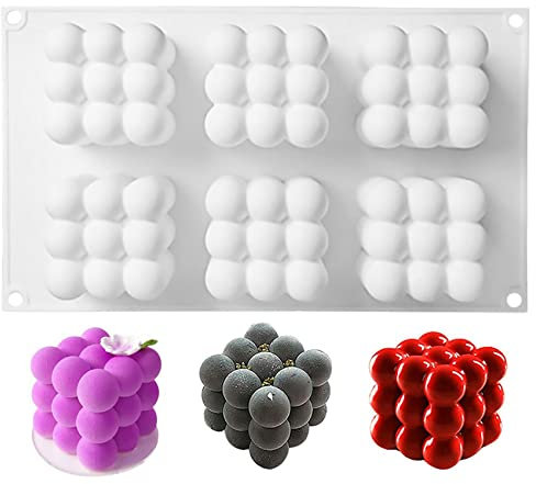 Moule Bougie en Silicone, 3D Forme de Cubes Moule en Silicone Antiadhésif, Moule pour Glace Chocolat Pâtisserie Dessert et Outil de Ustensiles de Cuisson