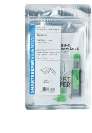 SmartKeeper Essential / 4 x USB B-Port Blockers + Key/Grün