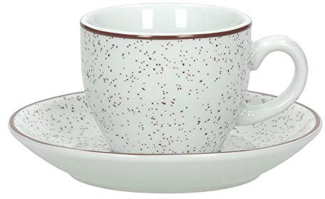 Tognana Pepper Espressotasse mit Untertasse im Set a 6 Stück, beige mit dezentem brauen Farbdekor, aus Porzellan