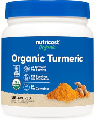 Nutricost Organic Turmeric Root Powder 1 LB (16oz) - Certified USDA Organic, Food Grade, Gluten Free, Non-GMO