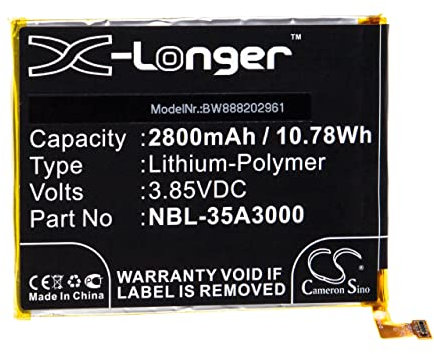 vhbw Akku Ersatz für Neffos NBL-35A3000 für Handy Smartphone Telefon (2800mAh, 3,85V, Li-Polymer)