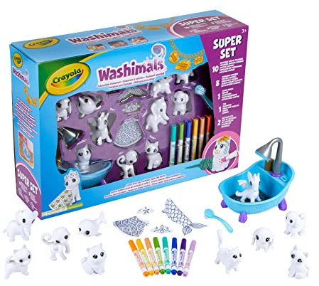 CRAYOLA - Washimals, Super Masken- und Kostüm-Set, zum Bemalen und Baden der Jungtiere, Spiel und Geschenk für Kinder, ab 3 Jahren, 74-7461