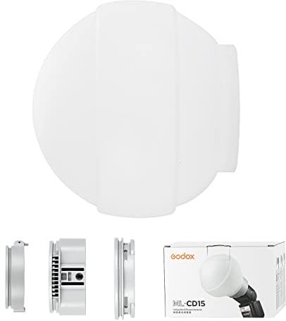 Godox ML CD15 Diffusore Dome con 3 adattatori, compatibile con supporto Godox V1 AD100PRO AD200PRO V860III V860II V850II TT685II TT685 TT600 TT660S AD200 ML30 ML30Bi ML60 ML60Bi AD300PRO AD400PRO