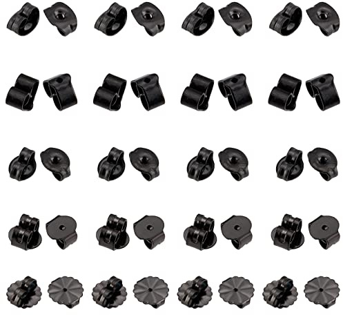 UNICRAFTALE 50 Stück 5 Stile Elektrophorese Schwarze Ohrring Verschlüsse Schmetterlings Ohrstecker Rückseiten 304 Edelstahl Ohrring Stopper 0.8/1.2 mm Loch Ohrring Muttern Für Ohrringe