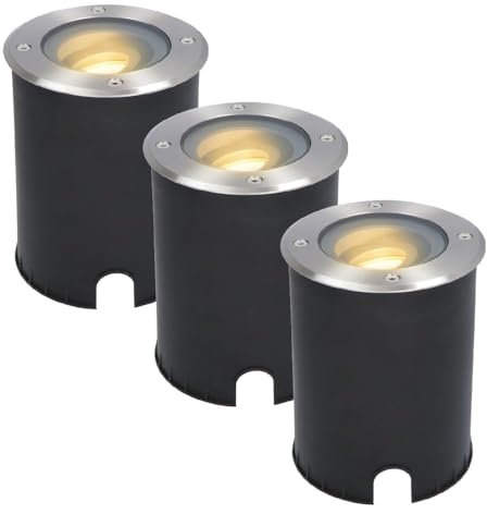 HOFTRONIC 3er Set LED Bodeneinbaustrahler Außen befahrbar und IP67 wasserdicht - 30° kippbar und 360° schwenkbar - Bodenlampen für Einfahrt warmweiß 2700K