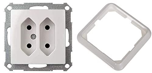 Doppel-Steckdose Europa ELG275914 | Elso Joy | 16A | Reinweiß | Schraubklemme | Duroplast | Satz aus 1 Stück & Schneider Electric 204104 Rahmen 1fach Fashion Duro reinweiss Abdeckrahmen