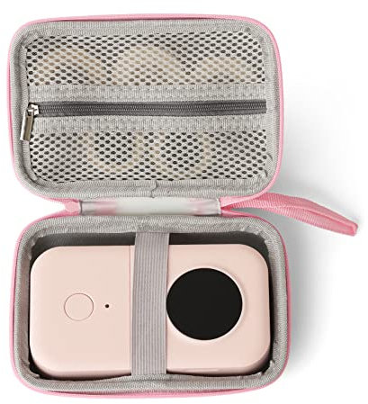 TUGUAI Label Maker Case Compatible with Phomemo D30 NiiMbot D11 D110 SUPVAN E10 Label Printer, Hard Carrying Container Storage Holder Organizer for Tape Roll, Charging Cable (Box Only, Pink)