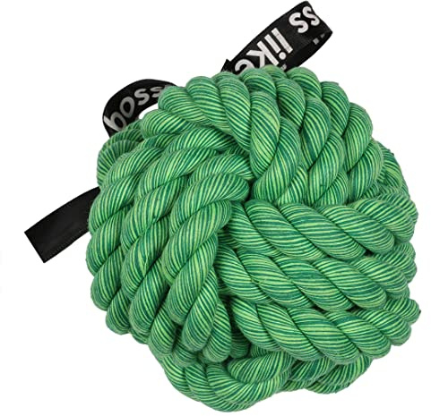 EBI, Ballin' geflochtener Ball, 12 cm, Grün, Baumwolle, fest gedreht, Mischung aus grüner Farbe, hochwertig, bis zum Herzen, trägt zu gesunden Zähnen und Zahnfleisch bei
