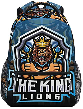 KAAVIYO König Der Löwen Tier E-Sport Studentenrucksack Kinderrucksack Büchertasche Schülerrucksack Laptop Rucksäcke für die Reise Teen Mädchen Jungs