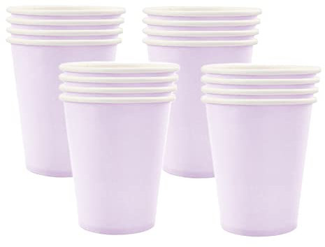 16PCS Light Purple Paper Cups,Disposable Paper Cup Solid 9oz Paper Cups Tableware Birthday Decorations Party Cups Party Drinking Cups for BBQs,Christmas,Picnic,Baby Shower,Lavender Party Cups Supplies