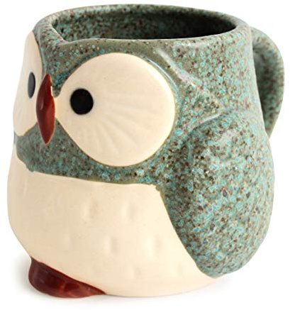 Mino ware Japanese Pottery Mug Cup Owl Shape made in Japan (Japan Import) CPM106 (Sage Green)