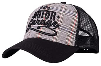 King Kerosin Herren Trucker Cap | Bikercap | Karomuster| Frontstickerei |Logopatch | Truckerkappe |Caps | Meshcap Motor Garage