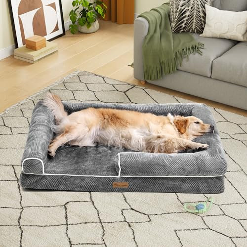 YITAHOME Panier pour Chien Orthopédique,Coussin Dehoussable pour Chien,Coussin Dehoussable pour Lavable Lit Chiens,135x107cm,Gris