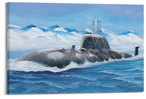 LADV Poster mit Schlachtschiff, russisches K-335, Gepard, U-Boot, dekoratives Gemälde, Leinwand, Wandkunst, Bild, 40 x 60 cm