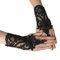 ZKSXOA Lace Handschuhe Damen Kurze Hochzeitshandschuhe für Frauen Spitze bestickte Fingerlose Handschuhe Sonnenschutz Fingerlose Braut Handgelenk Handschuhe,Schwarz