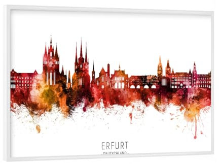 artboxONE Poster mit weißem Rahmen 18x13 cm Städte Erfurt Skyline Roter Name - Bild Erfurt Deutschland Erfurt