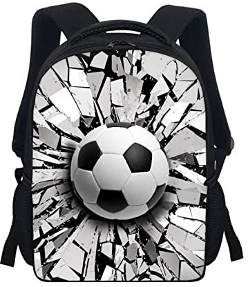 Backpack Football Pattern Vital Cute Backpack Student Lightweight Practical Children Schoolbag Backpack Men Leather (White, One Size)