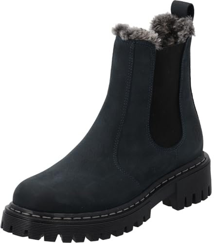 Palado Chelsea Boots Damen Asseha - bequeme Boots Made in Portugal - warm gefütterte Stiefel - elgante Winterschuhe Dunkelblau UK7 - EU40