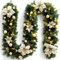 Ghirlanda Natalizia,9 FT/2.7M Ghirlanda Decorata per Porta Scale Camino Esterno Decorazioni,Festone Natalizio Rami Natalizi Decorazioni Natalizie per la Casa Interno, (Gold)