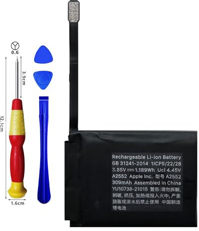 Vvuilsty Batería de repuesto A2552 para Watch Series 7 45 mm A2478, batería recargable de 0 ciclos compatible con Apple Watch Series 7 45 mm A2478 con kits de herramientas de reparación