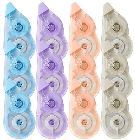 12er Korrekturbänder Set, 15m x 5 mm Mini Maus Roller Korrigieren mit Schutzkappe Korrekturroller Maus für Schüler Büroangestellte Korrekturroller Korrekturmaus für Kinder Schüler