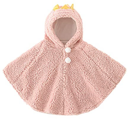 Enfants Cape à Capuche Chaude Mignon Pélerine à Capuchon Épais Hiver Automne Châle en Laine Coupe-Vent Manteau Tout-Petits Douce Poncho en Plein Air pour Bébés Filles Garçons 0-3 Ans