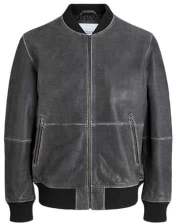 JACK & JONES Herren Jjecharge Leather Bomber, Black, s
