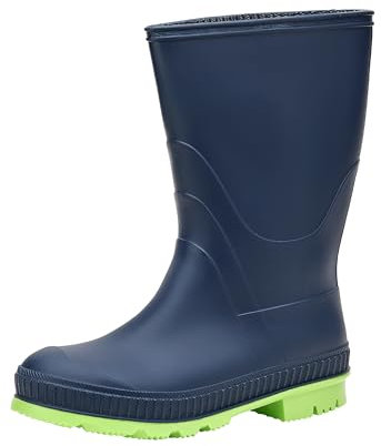 Realpaks – Stivali da donna in gomma impermeabile in PVC per esterni, giardino e cortile con robusta suola antiscivolo, ideali per pioggia, fango e tutte le stagioni, blu scuro e verde., 36 EU