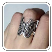 Aneneiceera Vintage Schmetterling Wrap Ringe Gold Metall Schmetterling Ringe Verstellbar Schmetterling Finger Ring Verstellbar Schmetterling Knöchel Ring Handschmuck Für Frauen (Silber)