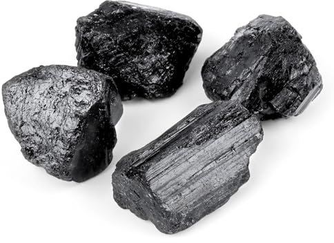 ELEPRUC 200g Turmalina Negra Piedra Natural 4-5cm, Piedras Naturales, Piedra Turmalina Negra en Bruto, Cristal de Cuarzo Negro, Piedras de Agua sin Tratar, Cristales Curativos para Yoga Sueño Deco