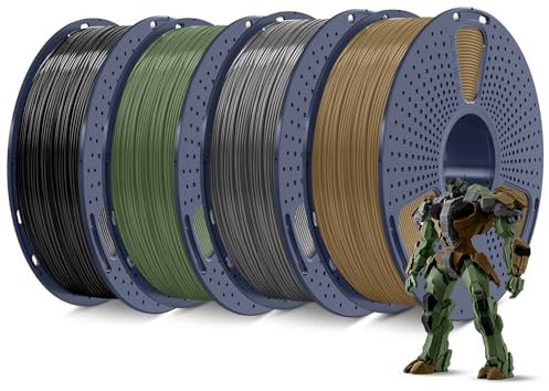 SUNLU 4KG ABS Filament 1.75 mm, 3D Drucker Filament Bündeln, Hoch Temperaturbeständiges ABS 3D Druckfilament, Hohe Festigkeit Schlagfest, 1 kg pro Spule, 4 Rollen, Schwarz+Olivgrün+Grau+Kaffee