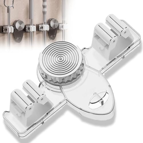 Hagmoo Broom Holder Mop Hanger Wall Mount,Broom Mop Clip,Mop Gripper, Storage Tool Rack for Broom Cupboard Kitchen Bathroom Garage and Garden Tool Organiser (White)