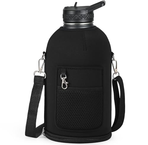 WixByti One Gallon Water Bottle Holder Carrier Bag Replacement - Accessory for Hydro Flask Wide Mouth Water Bottles - Crossbody with Adjustable Shoulder Strap