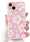 NITITOP Compatible with iPhone 15 Plus Case Cute Clear Hibiscus Flower Floral Design with Pink Frame for Women Girls Transparent Slim Soft TPU Full Camera Shockproof Protective Cover - Pink
