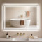 Badspiegel-mit-Beleuchtung 80x60cm - Badezimmerspiegel LED Badezimmer Spiegel mit Beleuchtung Beschlagfrei, Touch-Schalter, Dimmbar, 3 Lichtfarben, Wandspiegel Led-Spiegel-Bad Horizontal/Vertikal