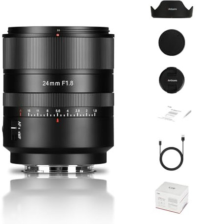7artisans AF Objectif grand angle 24 mm F1.8 FE plein format, grande ouverture STM, autofocus compatible avec les appareils photo Sony E-Mount