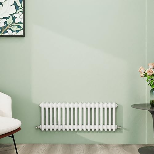 Simple Bathroom Column Radiators White 300×830mm Horizontal Double Traditional Cast Iron Style Interior Designer Radiator