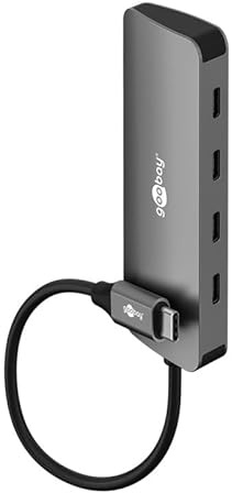 goobay USB-C Hub 10Gbit/s, 4-Port USB 3.2 Gen 2 Datenhub mit 4X USB-C Anschlüssen, SuperSpeed+ Aluminium Adapter für MacBook, Laptop, NVMe SSDs und mehr - 76565